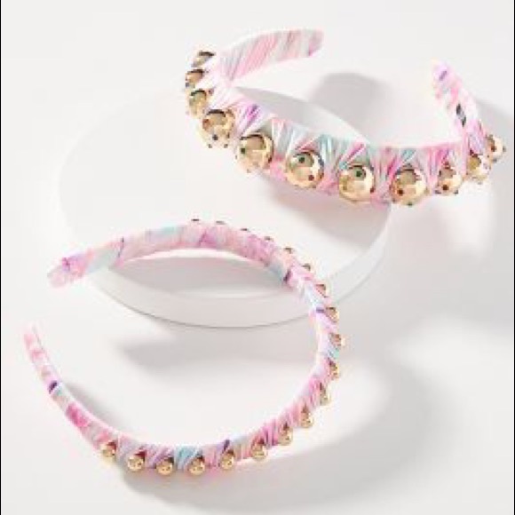 Anthropologie Super Smalls Embellished Headbands Set Mommy & Me Pink Gem Floral - Picture 15 of 16